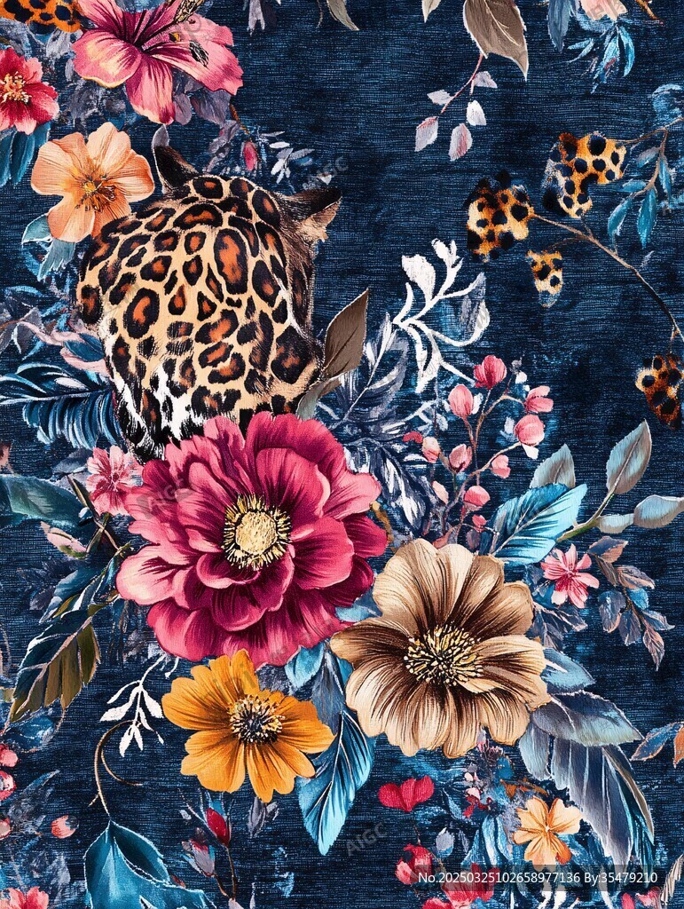 豹纹花卉图案设计