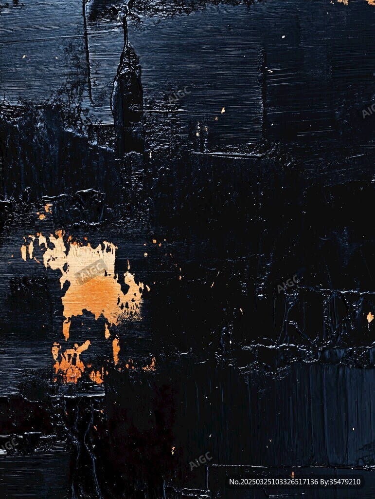 黑底橙光抽象艺术画作