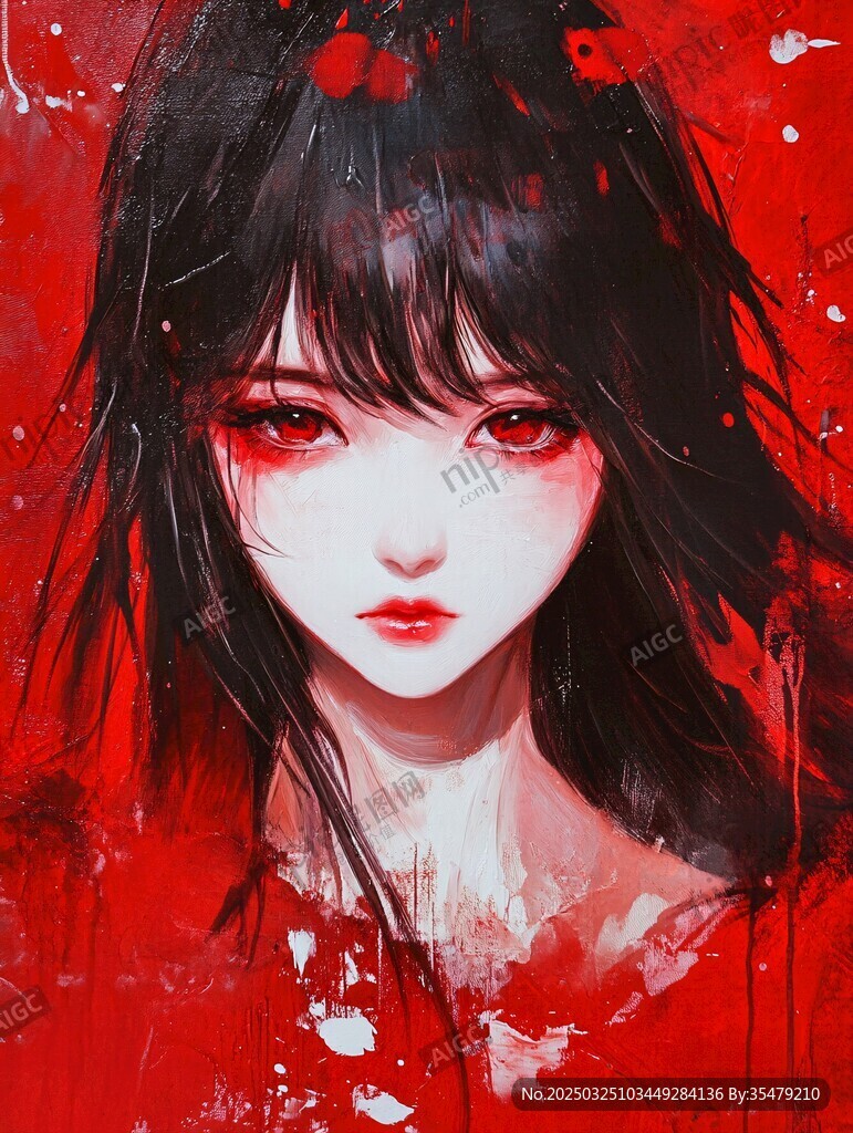 红发红眼的神秘动漫少女