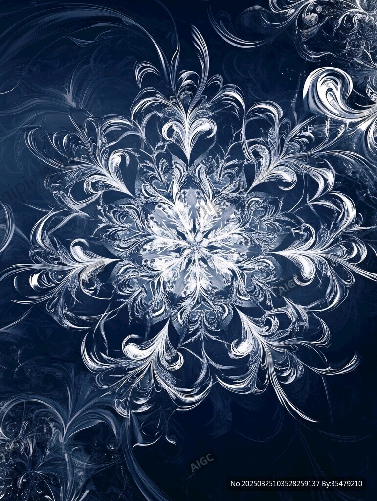 梦幻蓝色雪花花纹背景图
