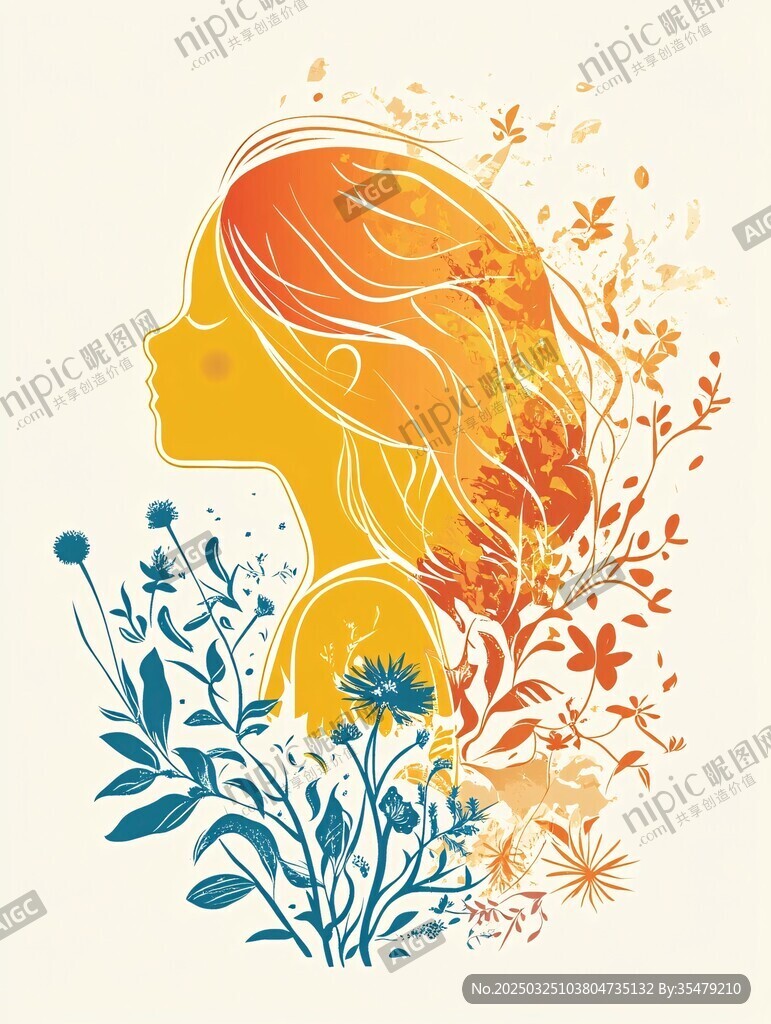 少女与花卉的梦幻剪影