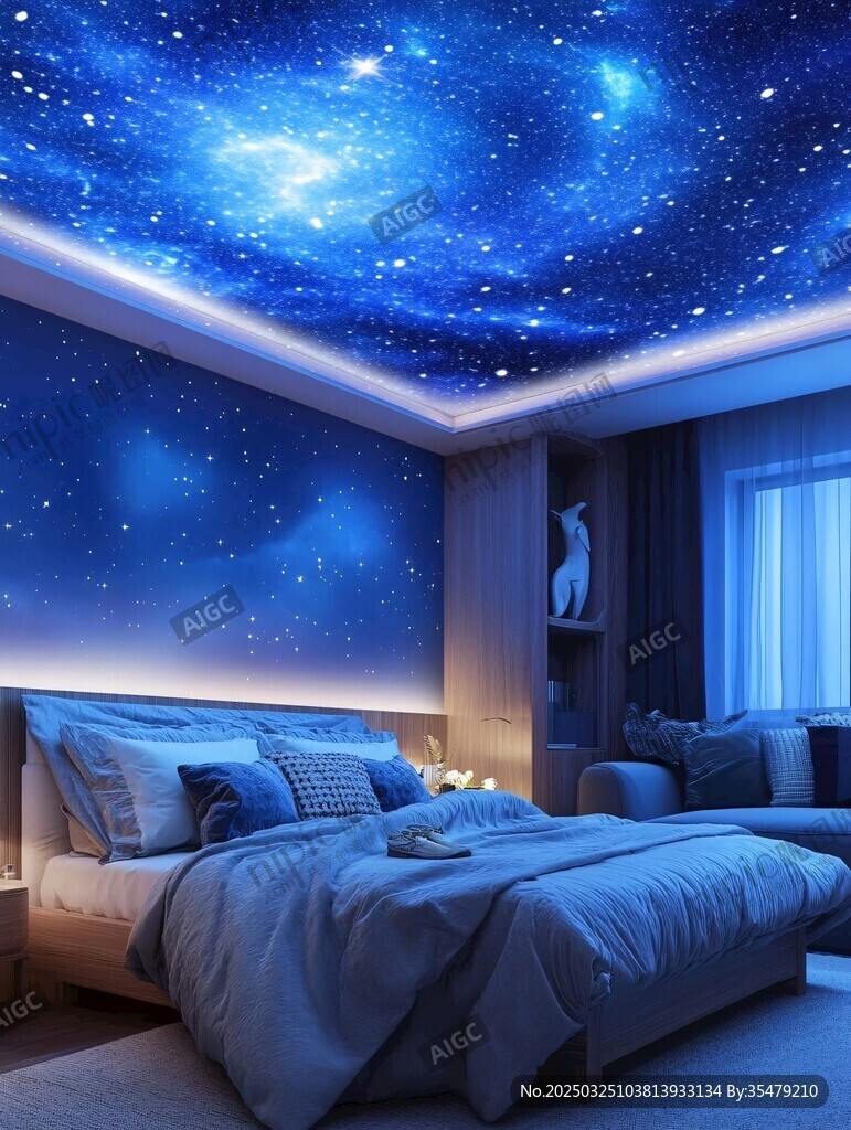 梦幻星空卧室天花板设计