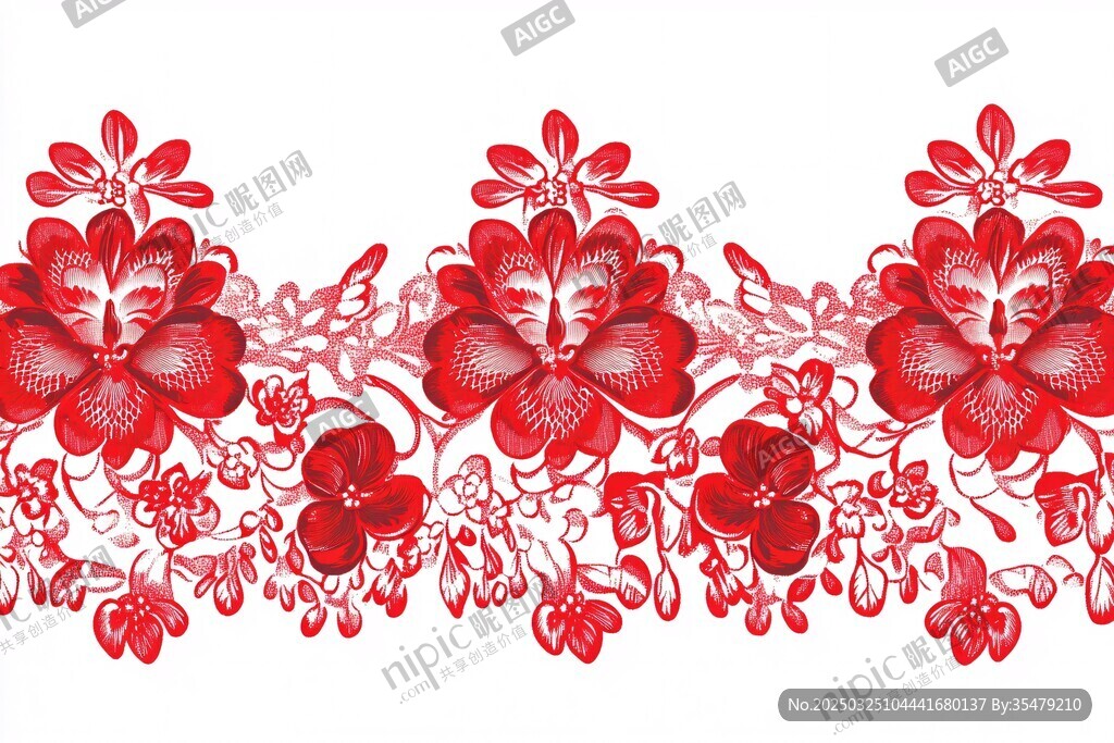 红色精美花卉花边图案