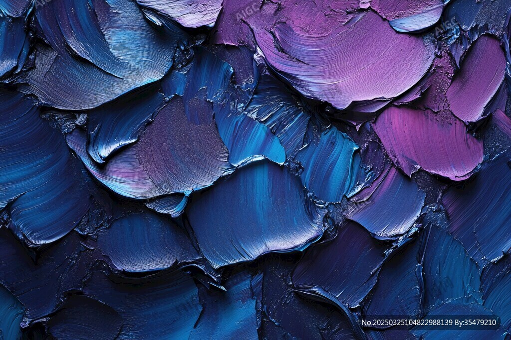 蓝紫调油画笔触纹理艺术
