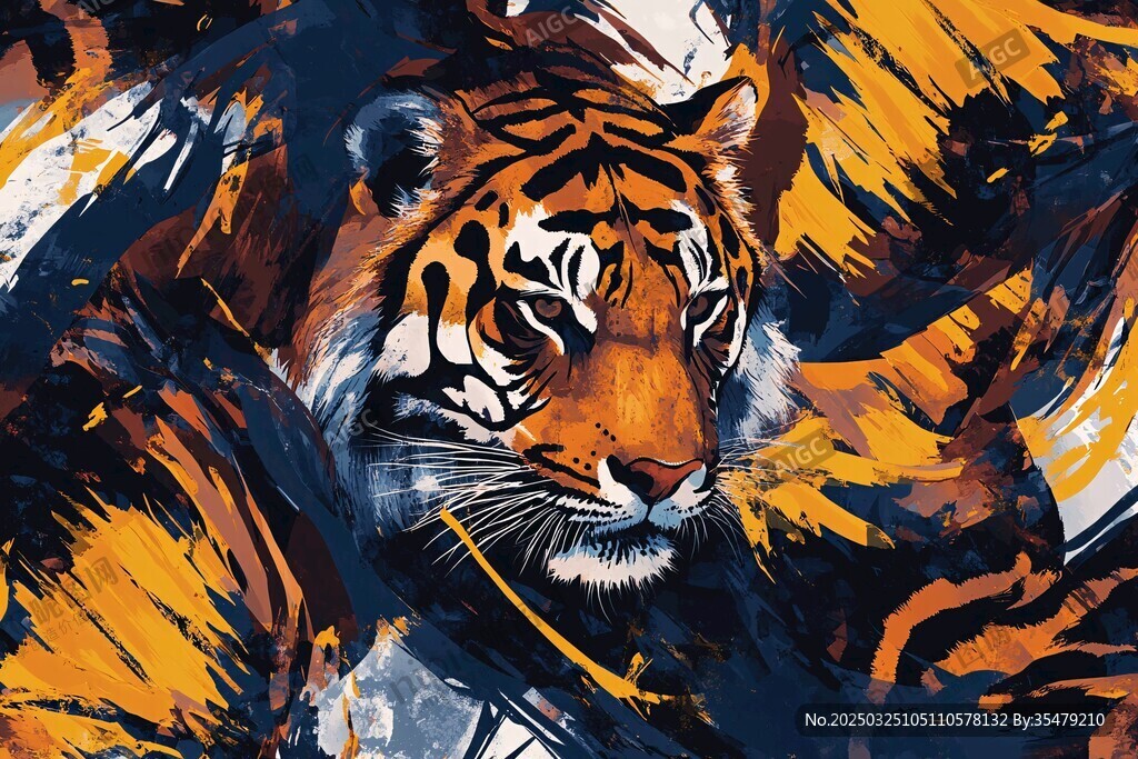 斑斓猛虎 艺术笔触绘就