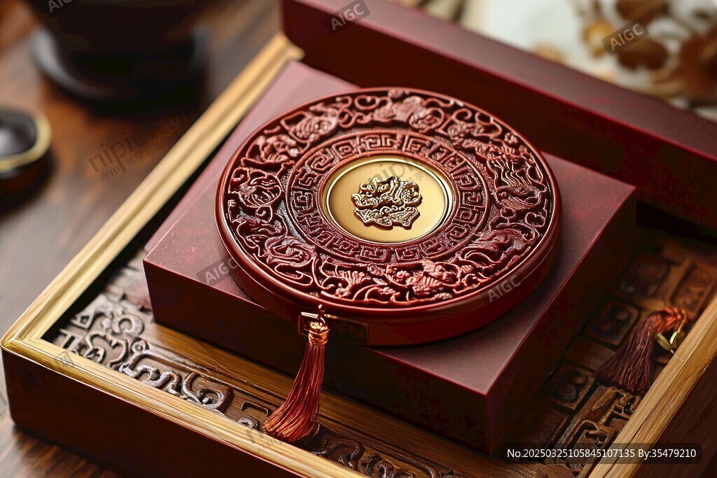 中式雕花圆盘摆件