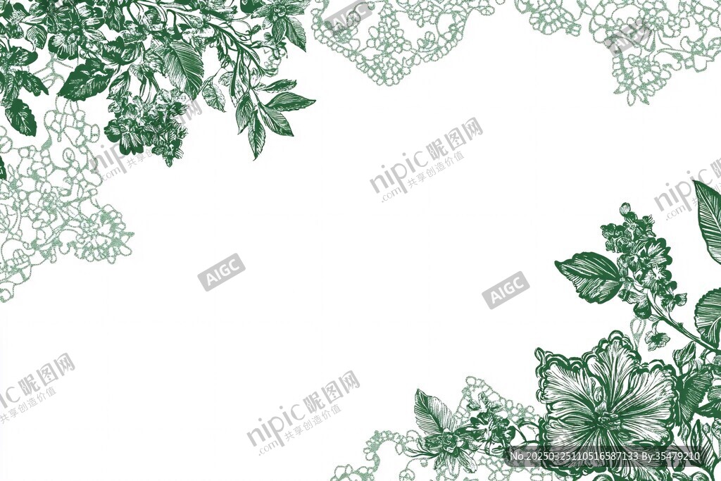 绿色植物花卉边框图案