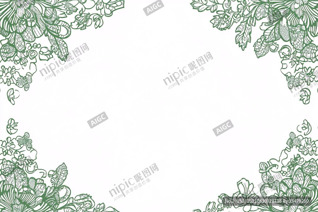 绿色花卉边框图案设计