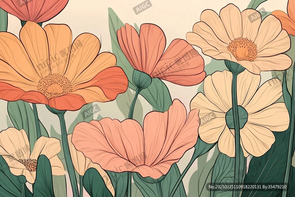 绚丽多彩花卉插画