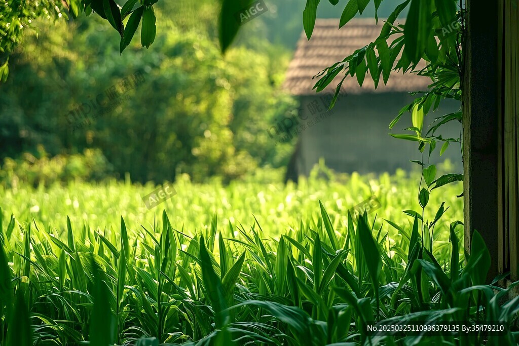 窗外绿意盎然的田园景致