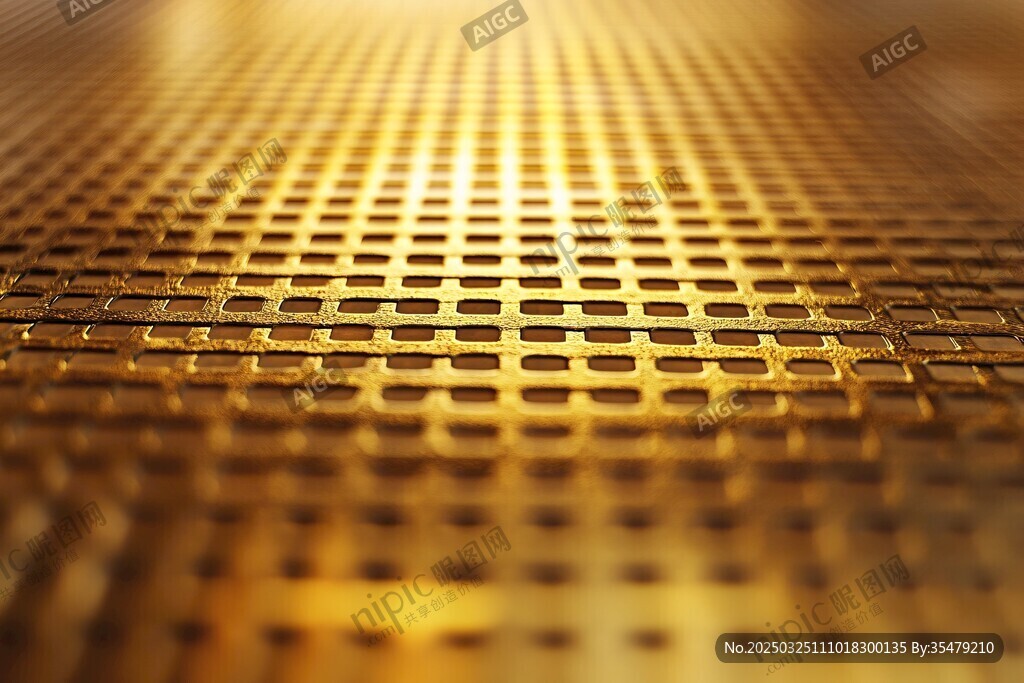 金色网格纹理特写画面