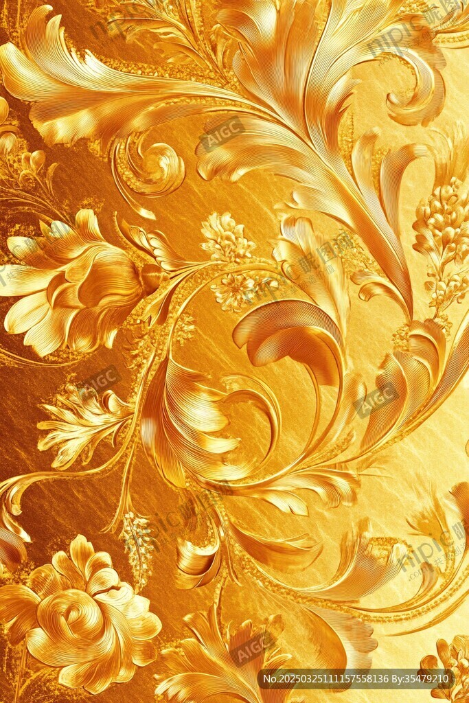 金色奢华花卉装饰图案