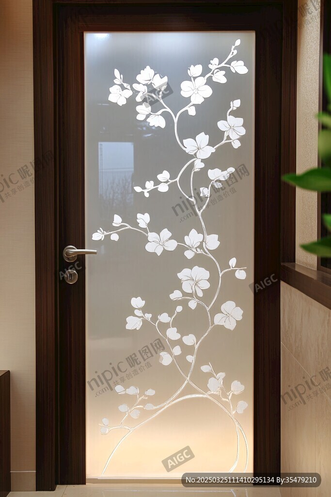 繁花玻璃门 优雅家居风
