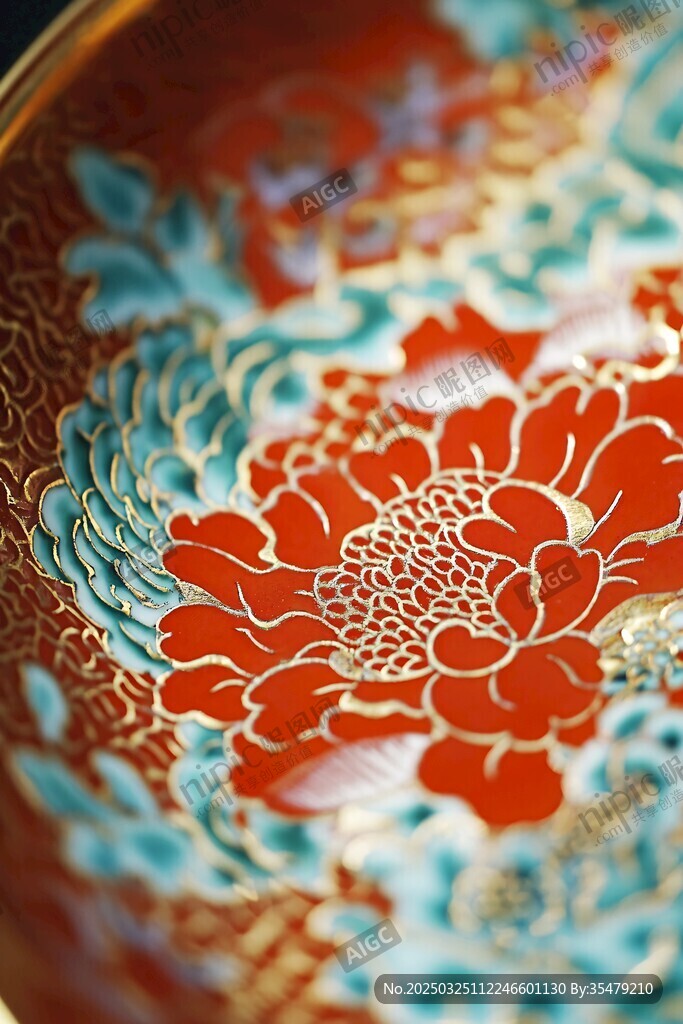 精美中式花卉纹瓷器碗