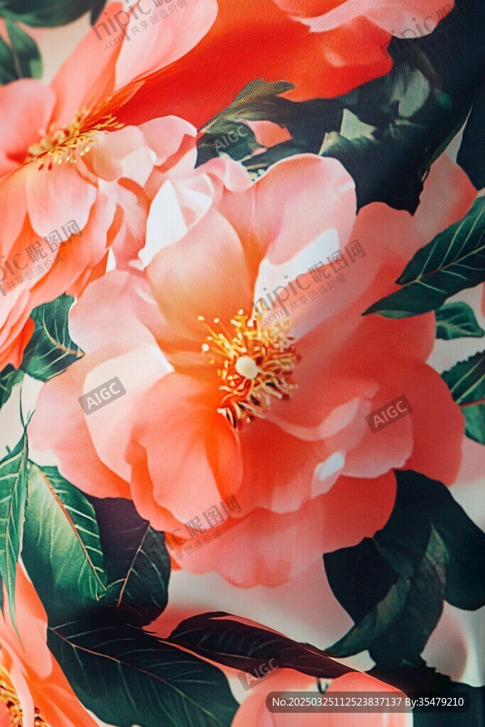 艳丽花卉印花布料图案