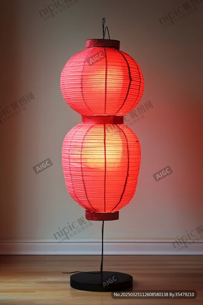 中式双层红灯笼落地灯