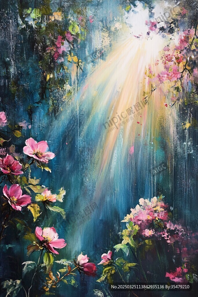 梦幻花境中的阳光洒落