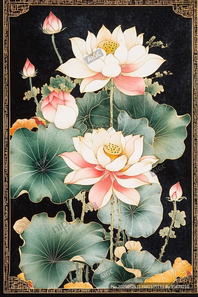 水墨荷花图 古典雅致韵味