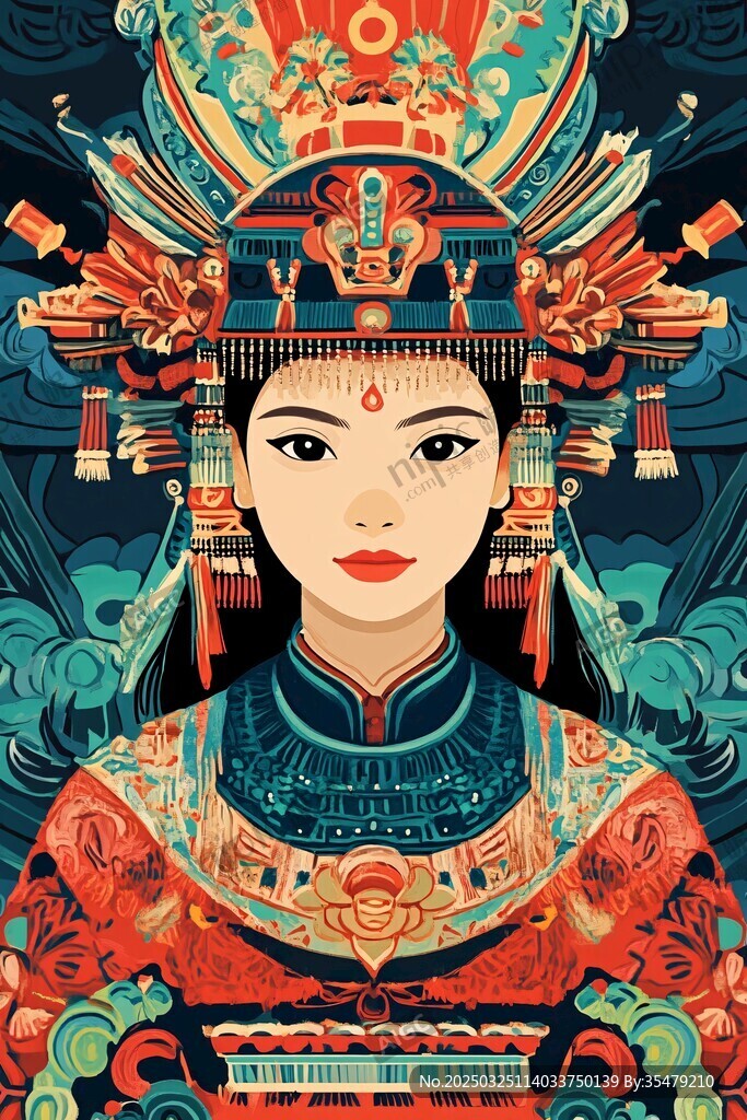 古典中式凤冠霞帔女子形象
