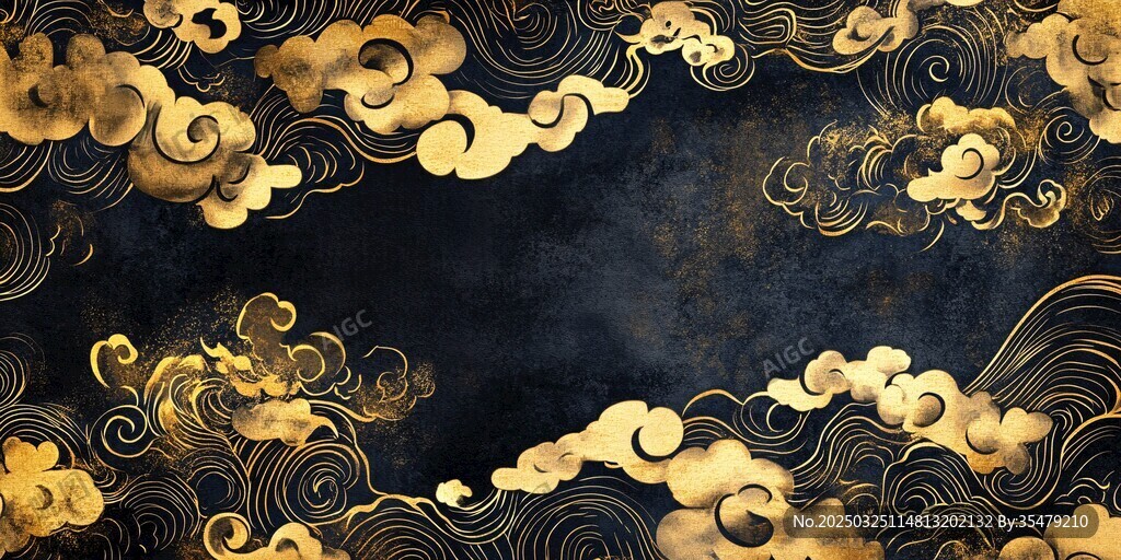 黑金中式云纹背景图案