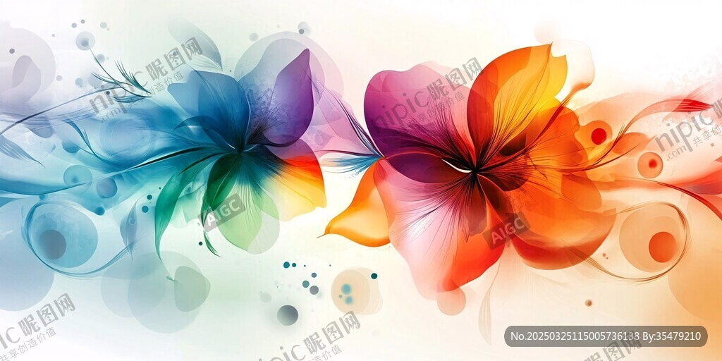 绚丽多彩花朵梦幻背景图