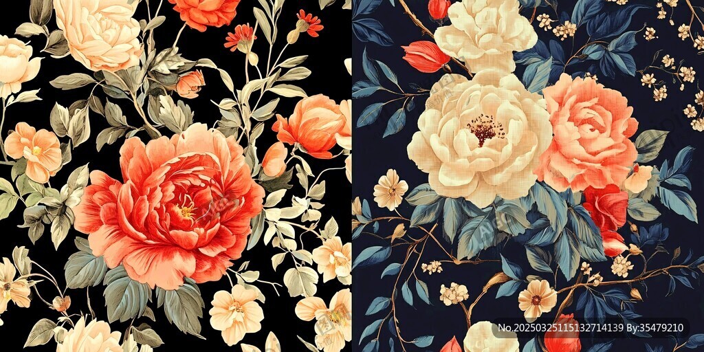 复古花卉图案设计