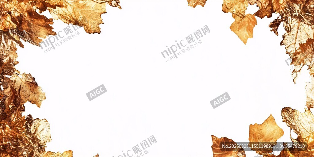 秋叶环绕的纯白背景