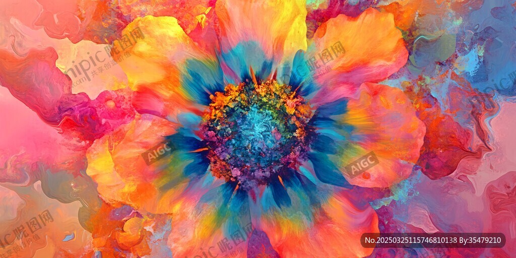 绚丽多彩抽象花朵艺术图