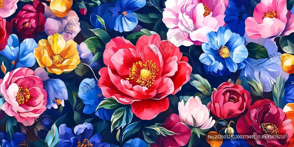 缤纷花卉图案 色彩绚丽