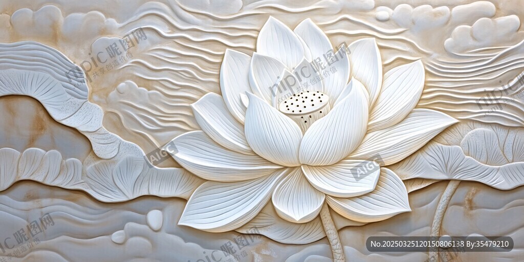 立体浮雕莲花艺术图案