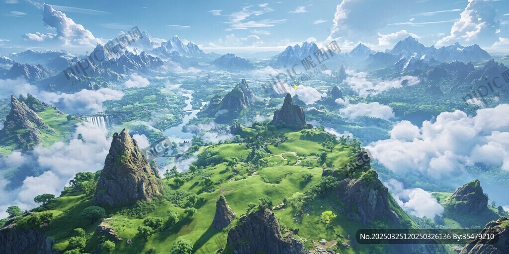 梦幻山川绿野壮丽景观