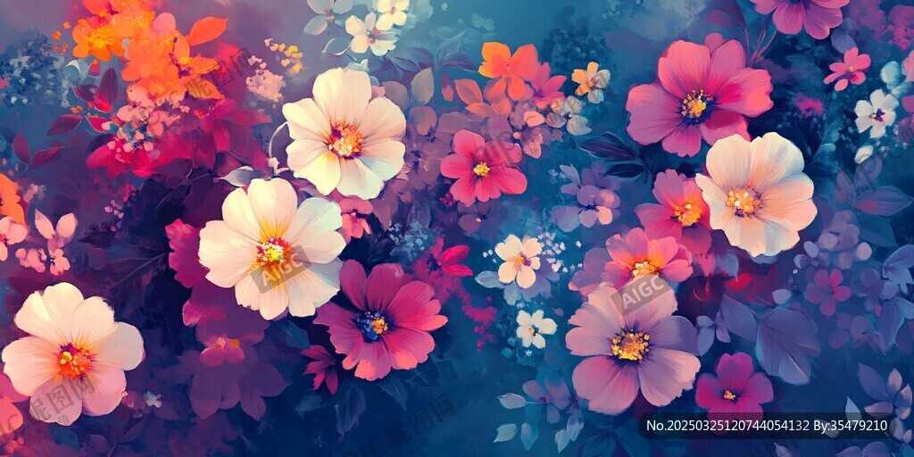 梦幻绚烂花卉背景图