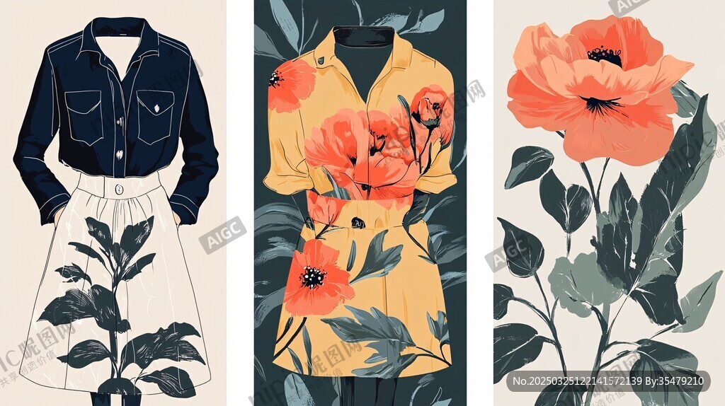 花卉图案服饰插画设计