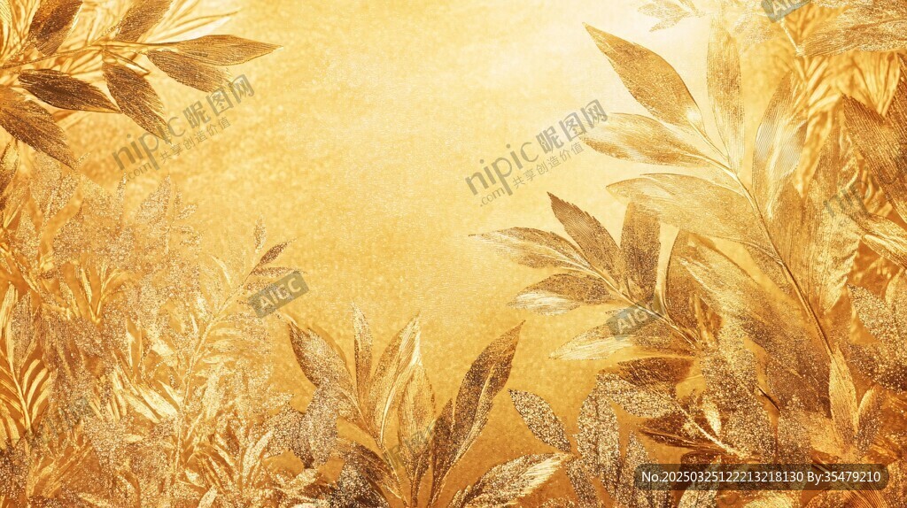 金色梦幻植物背景纹理