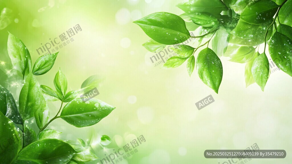 清新绿叶背景图