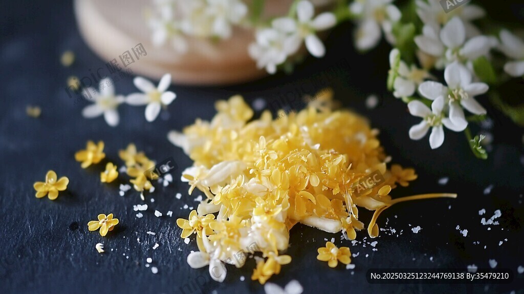柠檬皮屑与小花的雅致组合