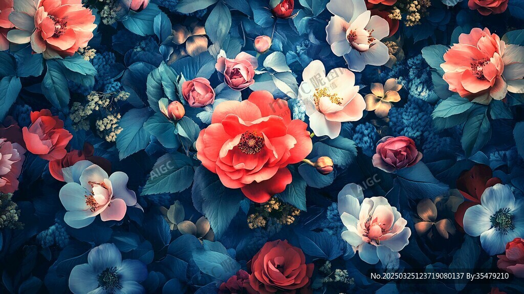 梦幻花卉图案背景