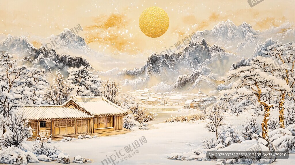 冬日山居雪景图