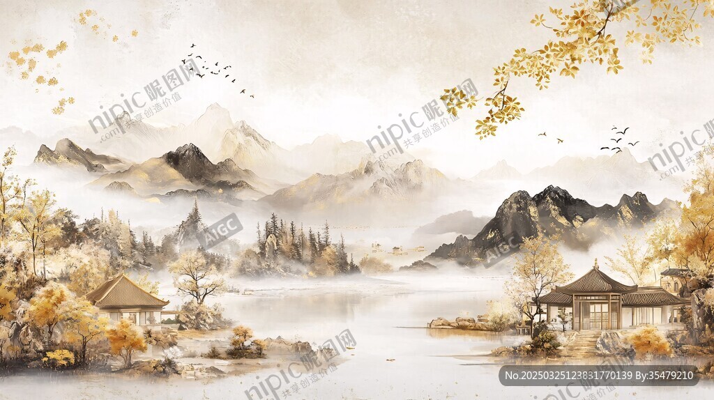秋意山水间的静谧景致