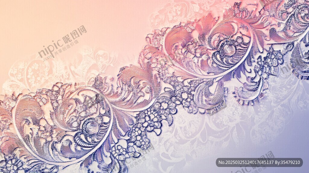 梦幻渐变蕾丝花纹背景
