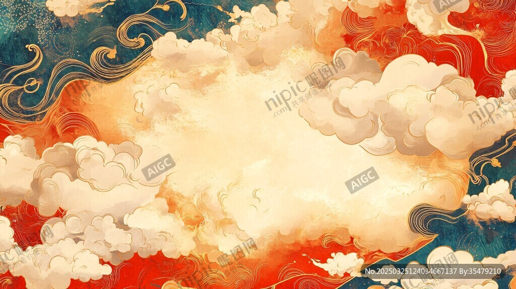 中式云纹背景 绚丽梦幻