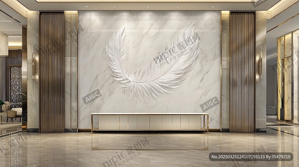 奢华羽毛大理石背景墙设计
