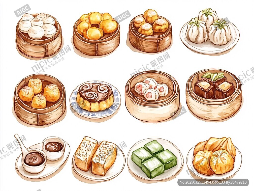 中式点心插画集合