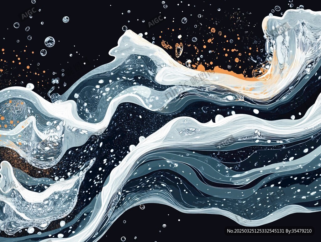 梦幻海浪插画