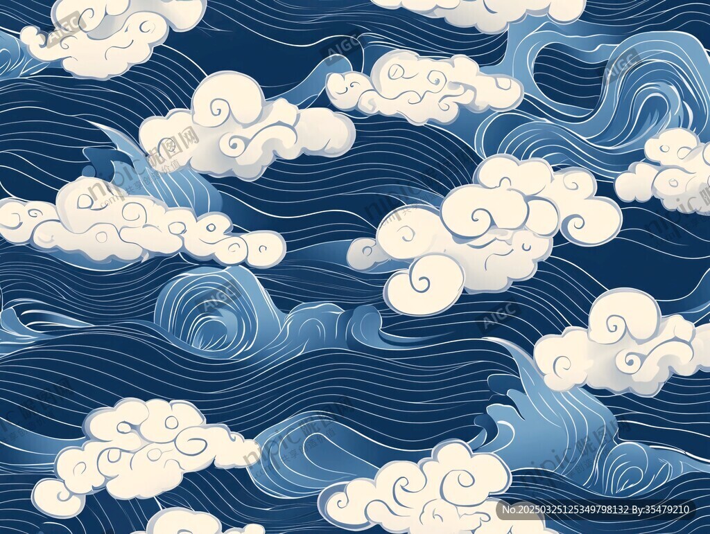 中式云浪图案背景纹理