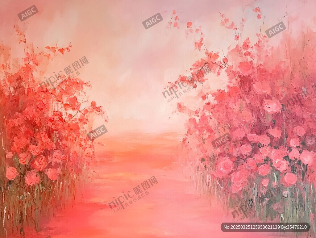 梦幻粉红花海小径