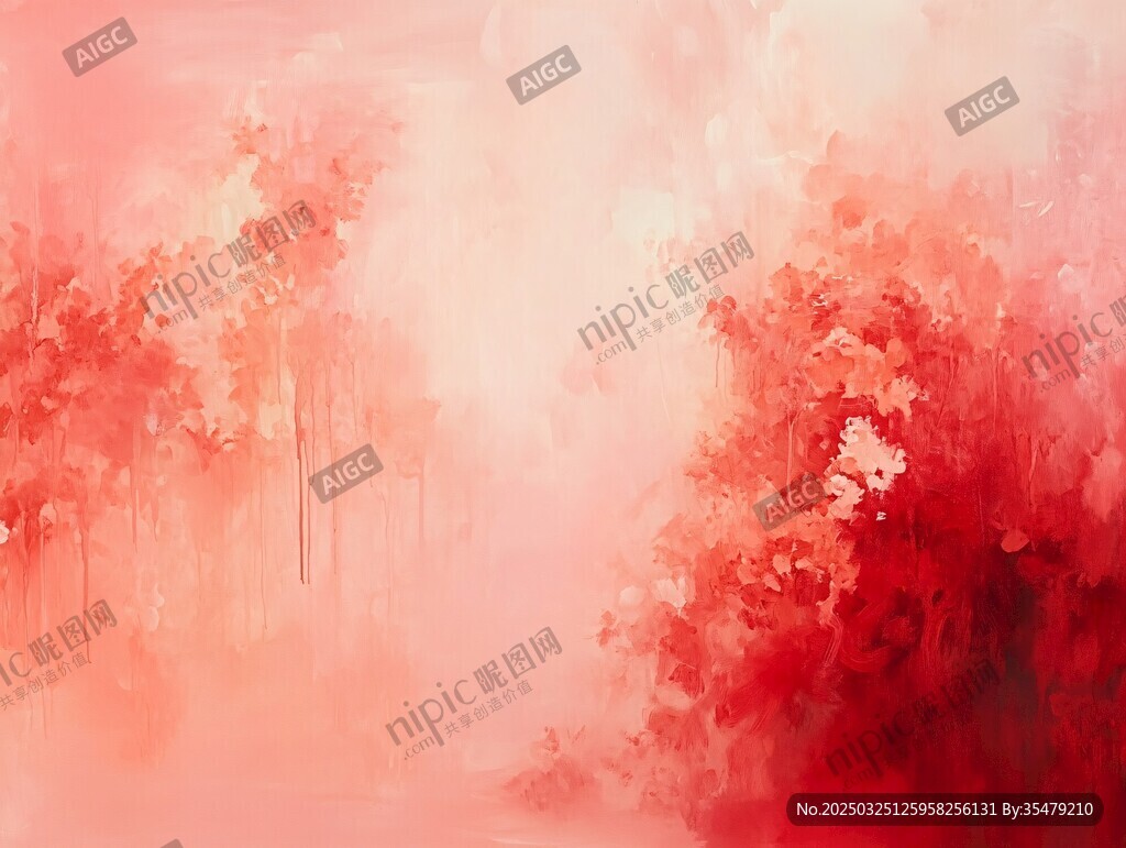 梦幻红色迷雾森林风景