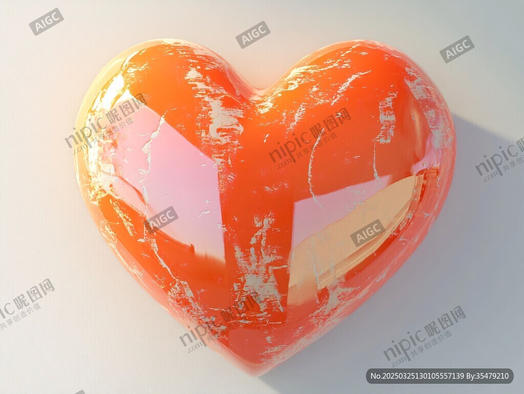 橙色爱心3D渲染图