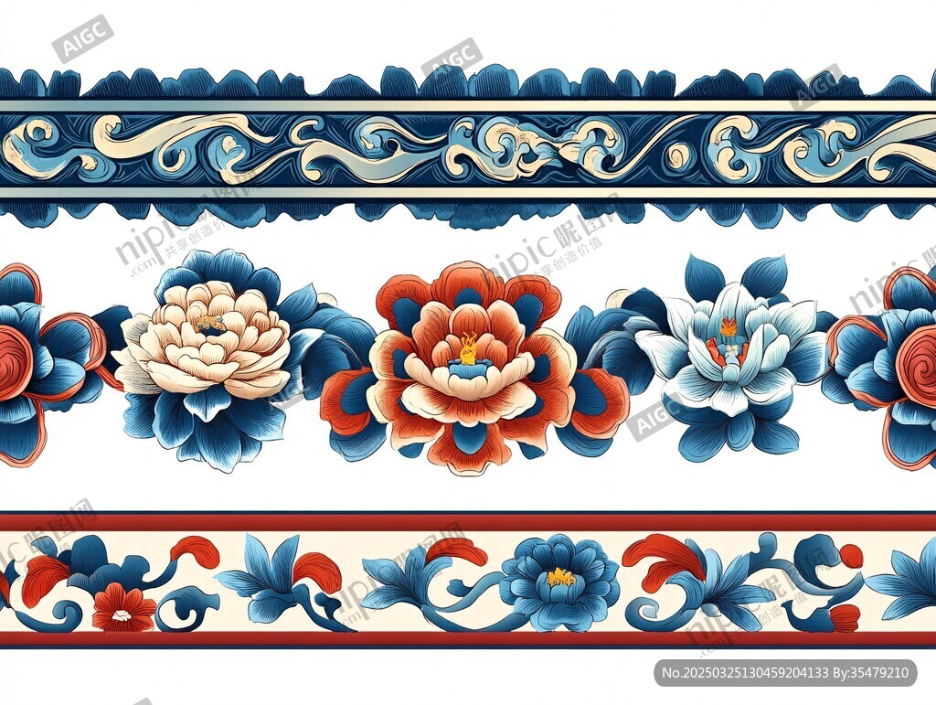 中式传统花卉纹样图案