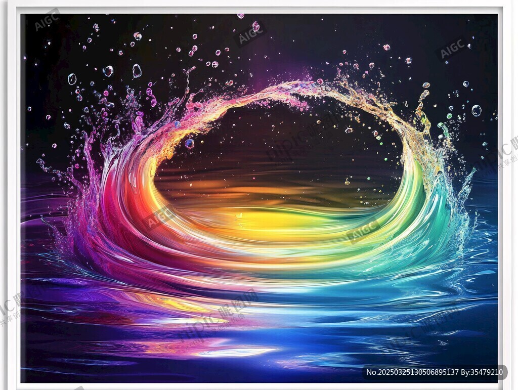 梦幻彩虹水花特效画面
